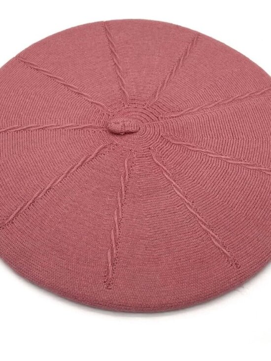 Women\'s French Style Double Layer Warm and Soft Knitted Beanie Hat Pink main image 5